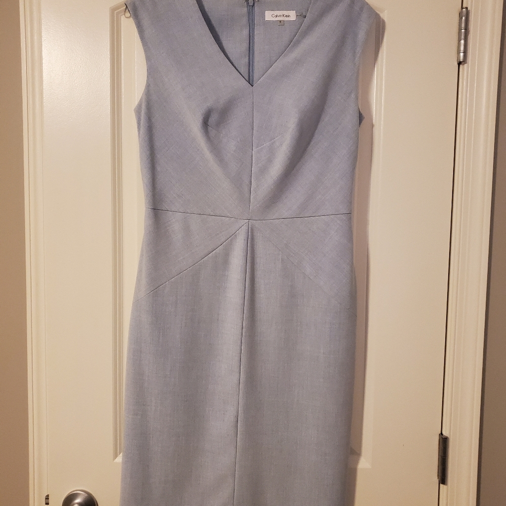Pale Blue Calvin Klein Midi Dress, Size 8